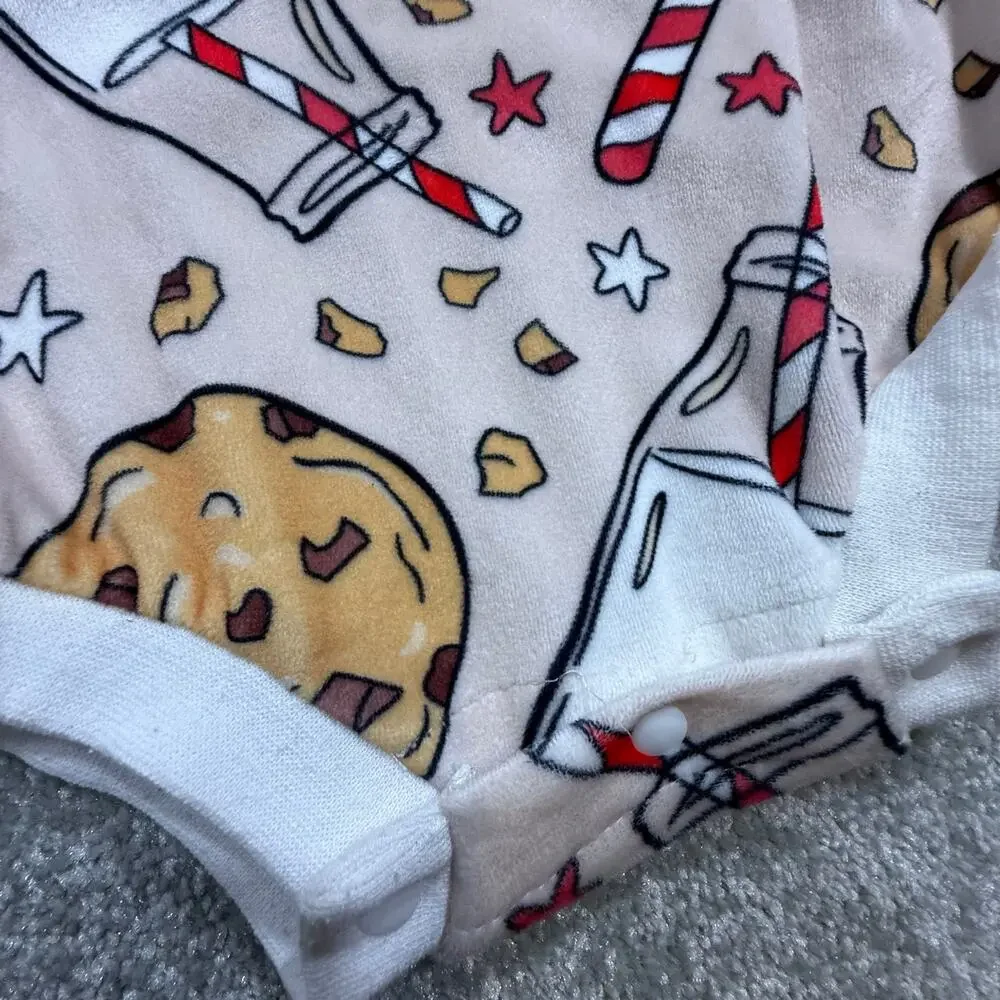 Christmas One Piece Milk and Cookies Sweatshirt Sweatshirt Romper 12-18 Mos Pink